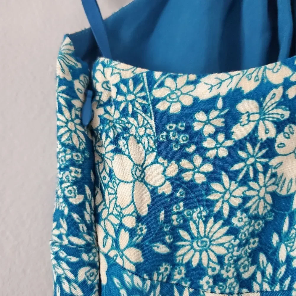 New Free People Bon Voyage Floral Print Woven Midi Dress In Blue Combo Size M - Picture 8 of 9